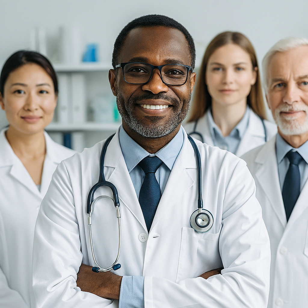 Group of Doctors doing research on natural wellness supplements